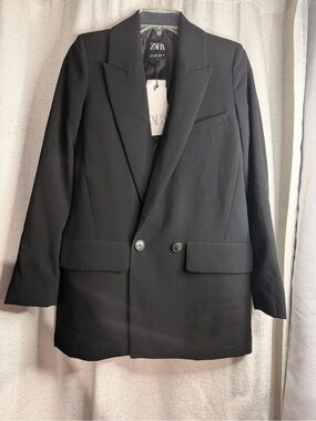 ZARA Black Double-Breasted Blazer